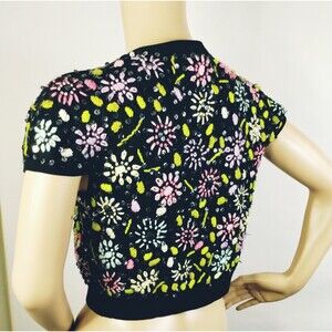 Roxie Silk Blend Cardigan Size S Black Embroider Cottage Twee Coquette Chic
